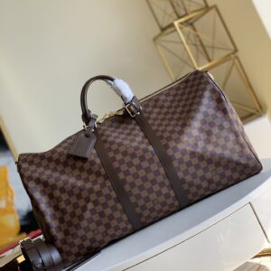 Alternative view of Louis Vuitton Keepall Bandouliere 55 Travel Bag 21.7in/ 55cm Brown Damier Ebene Gold Hardware