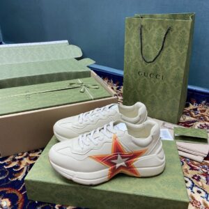 Gucci Men's Rhyton Sneakers With Logo Print White Ivory For Men 6548636 DRW00 9022
