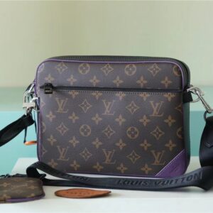 Louis Vuitton Trio Messenger Monogram Macassar Canvas By Virgil Abloh’s Purple For Men, Men's Bags, Shoulder And Crossbody Bags 9.5in/25cm LV M46266