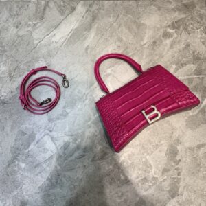 Balenciaga Hourglass Small Handbag In Dark Pink, For Women, Women's Bags 9in/23cm