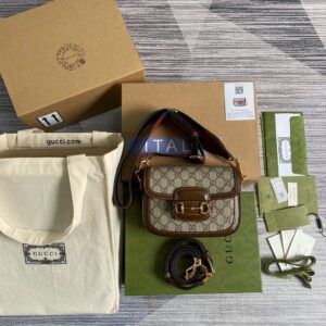 Gucci Horsebit 1955 GG Mini Bag Beige For Women, Women's Bags 8in/21cm GG