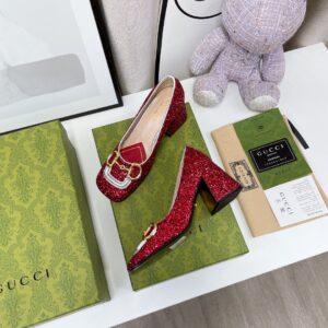 Alternative view of Gucci Lovelight Mid-Heel Crystal Ballet Flat With Horsebit Red For Women GG