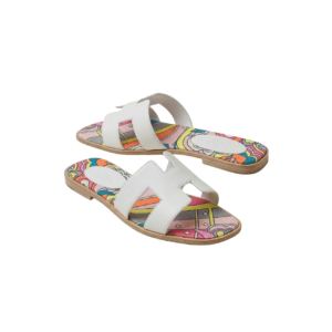 Hermes Oran Sandals White/ Multicolor For Women