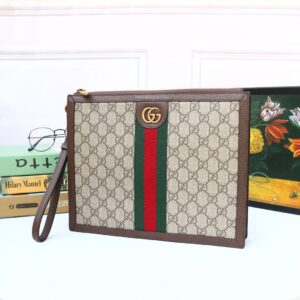 Alternative view of Gucci Ophidia Pouch With Web Beige And Ebony GG Supreme Canvas For Men 9in/24cm GG ‎672989 96IWT 8745