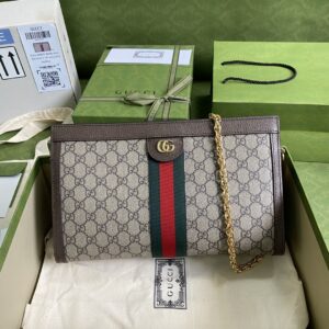 Alternative view of Gucci Ophidia Medium Shoulder Bag 13in/ 32.5cm Beige Ebony GG Supreme Canvas Gold Hardware For Women 503876 K05NG 8745