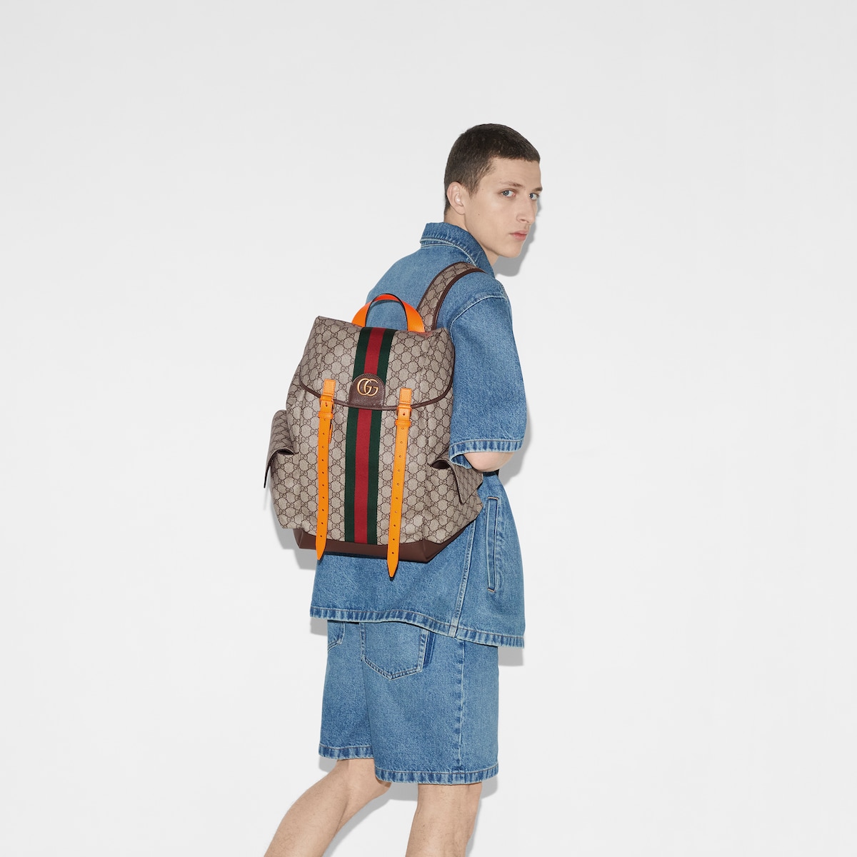 Gucci Ophidia Medium Backpack 15.7in/ 40cm Beige Gold Hardware For Men 598140 FADEB 9757 - Image 2