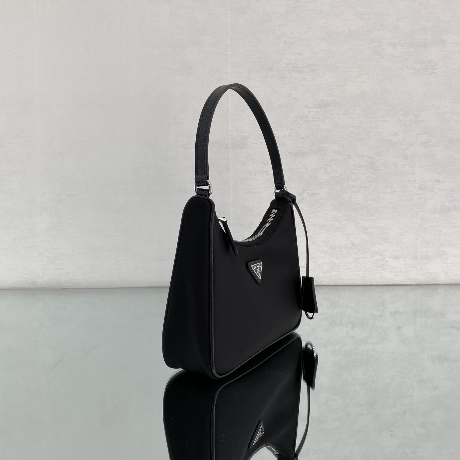 Prada Re-Edition 2005 Mini Bag 8.6in/ 22cm Black Re-Nylon Silver Hardware For Women