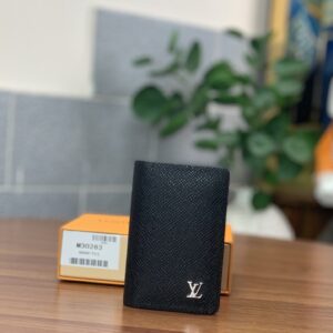 Louis Vuitton Pocket Organiser Taiga Black For Men, Men's Wallet 4.3in/11cm LV M30283
