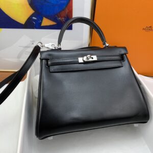 Hermes Kelly 25 Black Bag For Women, Women's Handbags, Shoulder Bags 10in/25cm