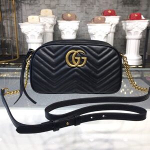 Alternative view of Gucci GG Marmont Small Matelassé Shoulder Bag Black Matelassé Chevron For Women 9.5in/24cm GG 447632 DTD1T 1000