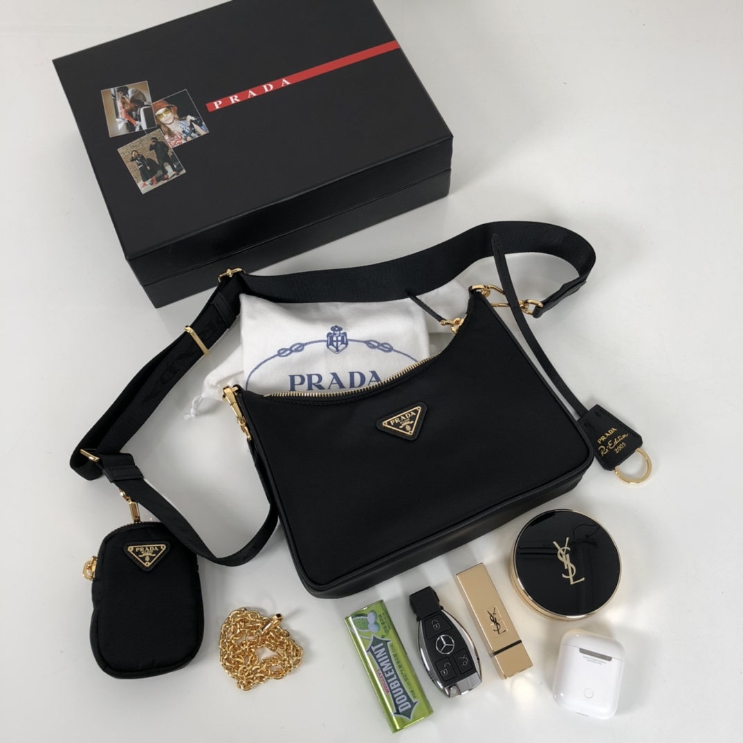 Prada Re-Edition 2005 Re-Nylon Bag Black For Women, Women's Bags 8.6in/22cm 1BH204_R064_F0632_V_V9L - Image 6