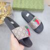 Gucci Men's GG Supreme Slides With Gucci Strawberry Black And Gray For Men 408508 G2200 - Image 4