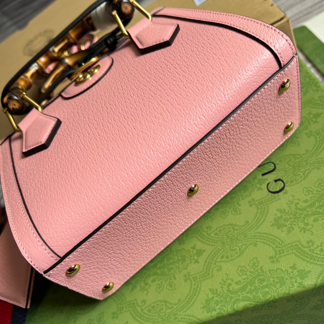 Gucci Diana Mini Tote Bag 7.9in/ 20cm Pink Antique Gold Hardware For Women 702732 U3ZDT 5479