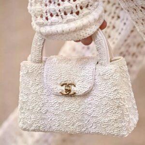 Alternative view of Chanel Kelly Sequin Top Handle Bag 7.8in/ 19cm White Gold Hardware For Women