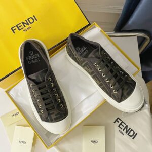 Fendi Domino Brown FF Fabric Low-Tops For Women 8E8325AJZXF0R7V