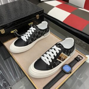 Gucci Men's GG Embroidery Sneaker With Web Black For Men