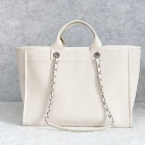 Alternative view of Chanel Deauville Tote Bag 15.2in/ 39cm Cream Silver Hardware For Women AS3257