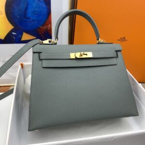 Hermes Kelly 28 Sellier Epsom Grey Bag For Women, Women's Handbags, Shoulder Bags 11in/28cm