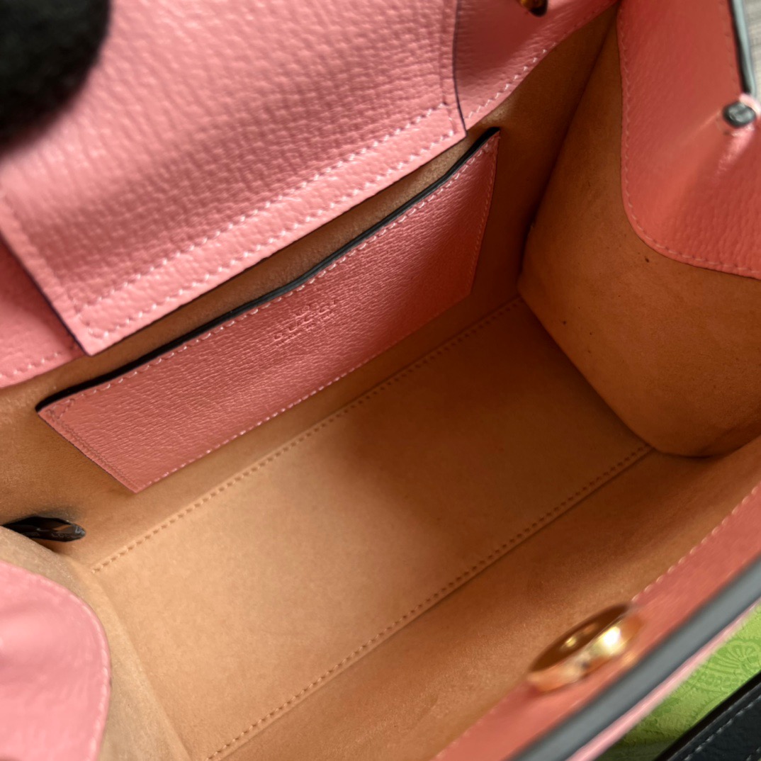 Gucci Diana Mini Tote Bag 7.9in/ 20cm Pink Antique Gold Hardware For Women 702732 U3ZDT 5479