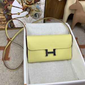 Hermes Constance To Go Long Wallet 8.3in/ 21cm Yellow Silver Hardware Bag For Women