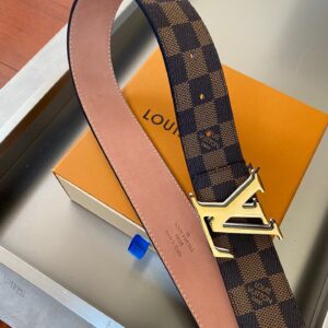 Louis Vuitton Initiales Reversible 40mm Belt Damier Ebene Canvas Gold Hardware For Men