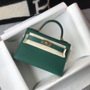 Hermes Kelly 19 Green With Gold Toned Hardware Bag For Women, Women's Handbags, Shoulder Bags 7.5in/19cm