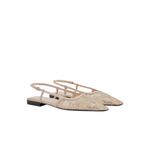 Gucci Slingback Ballet Flat Beige For Women 762374 F13A0 9960