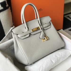 Alternative view of Hermes Birkin Top Handle Bag 11in/ 30cm Gris Gold Hardware For Women