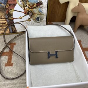Hermes Constance To Go Long Wallet 8.3in/ 21cm Brown Silver Hardware For Women