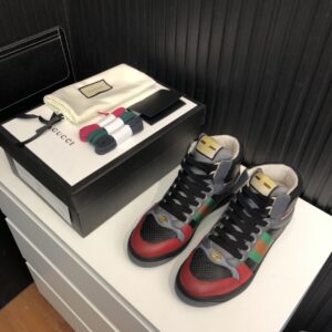 Gucci Men's Screener Distressed High-Top Sneakers Black For Men 5637309