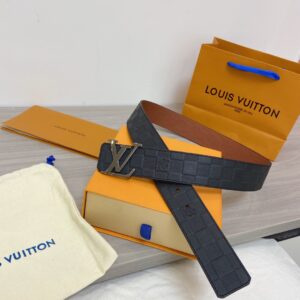 Alternative view of Louis Vuitton Initiales Reversible 40mm Belt Damier Embossed Silver Hardware For Men