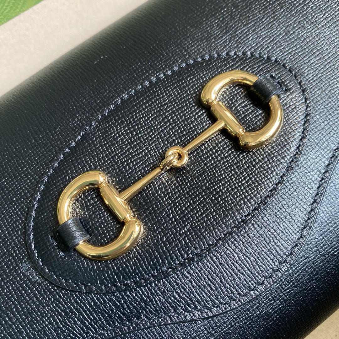 Gucci Horsebit 1955 Small Bag Black For Women 10.2in/26cm 677286 18YSX 1060