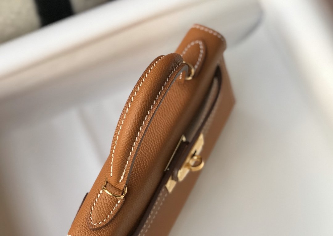 Hermes Mini Kelly 19 Sellier Epsom Brown Bag For Women, Women’s Handbags, Shoulder Bags 7.5in/19cm