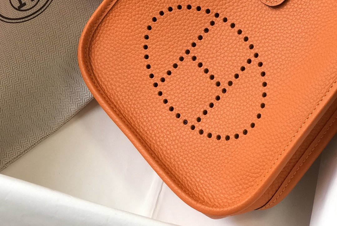 Hermes Evelyne 16 Amazone Bag Orange With Silver-Toned Hardware For Women, Women's Shoulder And Crossbody Bags 6.3in/16cm - Image 10
