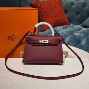 Alternative view of Hermes Mini Kelly Burgundy For Women Gold Toned Hardware 7.5in/19cm