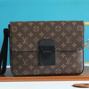 Louis Vuitton S Lock A4 Pouch Monogram Macassar Canvas For Men, Men's Bags, Shoulder And Crossbody Bags 10.6in/27cm LV M80560