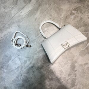 Balenciaga Hourglass Small Handbag In White, For Women, Women's Bags 9in/23cm 5935461LR6Y9016