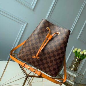Louis Vuitton NeoNoe MM Bucket Bag Damier Ebene Canvas Safran Yellow For Women, Women's Handbags, Shoulder And Crossbody Bags 10.2in/26cm LV N40213