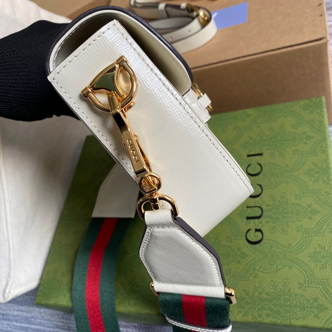 Gucci Horsebit 1955 Mini Bag White For Women, Women's Bags 8in/21cm GG 658574 18YSG 9068 - Image 3