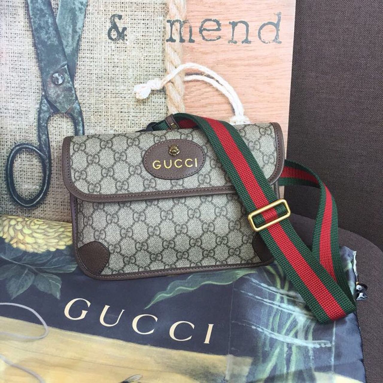 Gucci Neo Vintage GG Supreme Belt Bag Beige/ebony GG Supreme Canvas With Brown For Women 9.4in/24cm GG 493930 9C2VT 8745 - Image 2