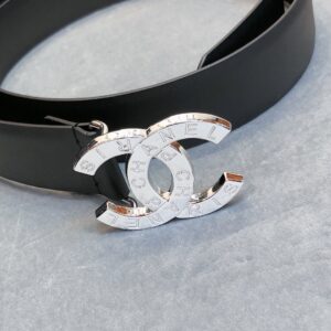 Alternative view of Chanel Double C Buckle 32mm Belt Black Silver Hardware For Women