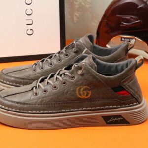 Gucci Men's Sneakers With Logo GG Gold Web Brown For Men