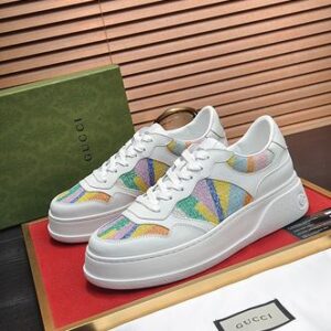 Gucci Men's Sneaker With Pale Rainbow White For Men ‎669582