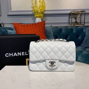 Alternative view of Chanel Classic Flap Bag Mini Crossbody 7.9in/ 20cm White Silver Hardware For Women A01113