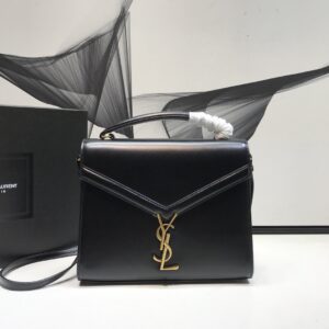 Saint Laurent Cassandra Medium Top Handle Bag In Grain Black For Women 9.6in/24.5cm YSL 623931BOW0W1000