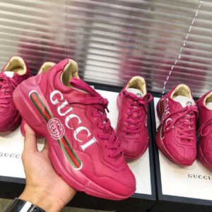 Gucci Women's Rhyton Gucci Logo Sneaker Pink For Women GG