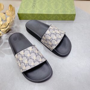 Gucci Men's GG Slide Sandal With Bees Black For Men 407345
