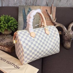 Alternative view of Louis Vuitton Speedy 30 Top Handle Bag 11.8in/ 30cm White/ Multicoloured Damier Azur Canvas Gold Hardware For Women N41370