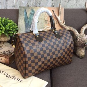 Alternative view of Louis Vuitton Speedy 30 Top Handle Bag 11.8in/ 30cm Brown Damier Ebene Canvas Gold Hardware For Women N41364