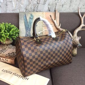 Alternative view of Louis Vuitton Speedy 35 Top Handle Bag 13.8in/ 35cm Brown Damier Ebene Canvas Gold Hardware For Women N41363